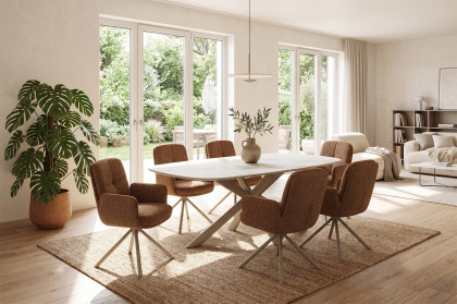 Concept 4 You von BODAHL MØBLER - Esstisch mit Keramikplatte in Macchia-Vecchia Gold