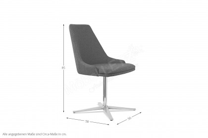 #817 Dining Chair von Skovby - Polsterstuhl in Grau & Aluminium glänzend