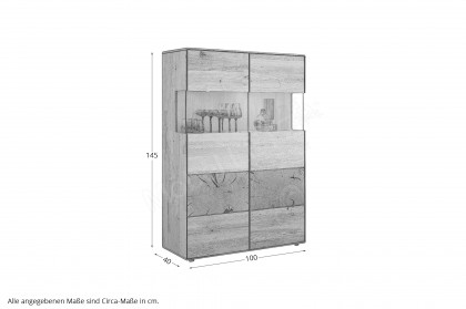 WZ-0626 von GK Möbelvertrieb - Highboard II aus Wildeiche mit Hirnholz