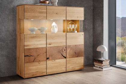 WZ-0626 von GK Möbelvertrieb - Highboard III aus Wildeiche mit Hirnholz