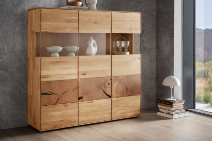 WZ-0626 von GK Möbelvertrieb - Highboard III aus Wildeiche mit Hirnholz