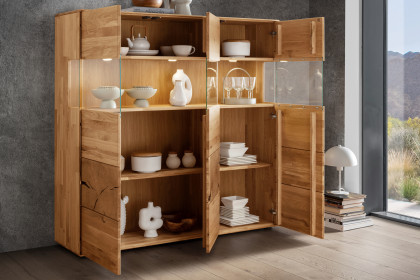 WZ-0626 von GK Möbelvertrieb - Highboard III aus Wildeiche mit Hirnholz