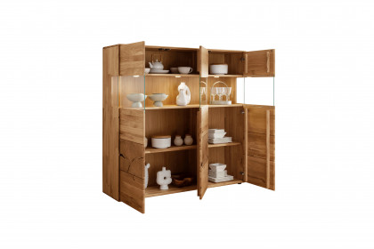 WZ-0626 von GK Möbelvertrieb - Highboard III aus Wildeiche mit Hirnholz