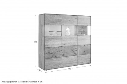 WZ-0626 von GK Möbelvertrieb - Highboard III aus Wildeiche mit Hirnholz