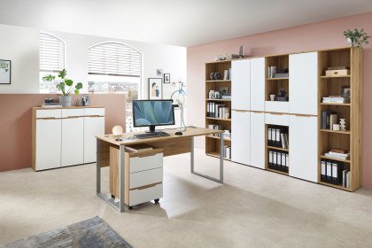 Clyde von Innostyle - Büroensemble 3-teilig, in Mauvella Oak/ Weiß