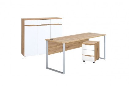 Clyde von Innostyle - Büroensemble 3-teilig, in Mauvella Oak/ Weiß