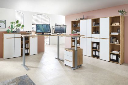 Clyde von Innostyle - Büroensemble in Mauvella Oak und Weiß