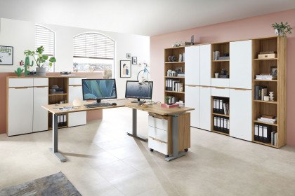 Clyde von Innostyle - Büroensemble in Mauvella Oak und Weiß