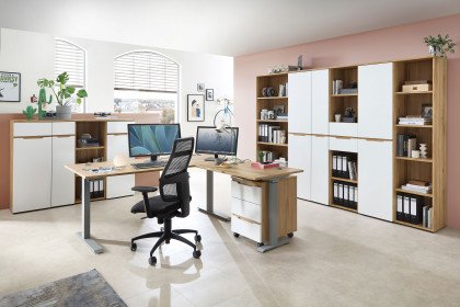 Clyde von Innostyle - Büroensemble in Mauvella Oak und Weiß