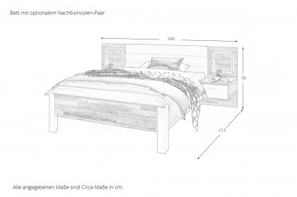 Dallas von POL Power - Queensize-Bett 140 x 200 cm dunkelgrau - Eiche