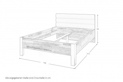 Dallas von POL Power - Queensize-Bett 140 x 200 cm dunkelgrau - Eiche