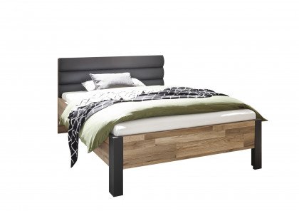 Dallas von POL Power - Queensize-Bett 140 x 200 cm dunkelgrau - Eiche
