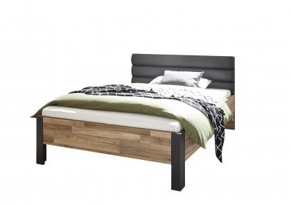 Dallas von POL Power - Queensize-Bett 140 x 200 cm dunkelgrau - Eiche