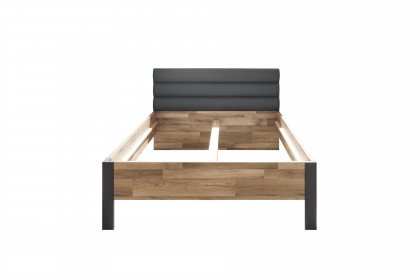 Dallas von POL Power - Queensize-Bett 140 x 200 cm dunkelgrau - Eiche