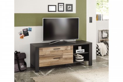 Dallas von POL Power - Fernsehschrank mit Schubkästen grau - Montana Eiche