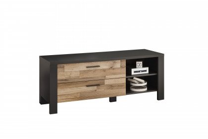 Dallas von POL Power - Fernsehschrank mit Schubkästen grau - Montana Eiche