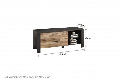 Dallas von POL Power - Fernsehschrank mit Schubkästen grau - Montana Eiche