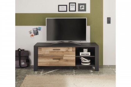 Dallas von POL Power - Fernsehschrank mit Schubkästen grau - Montana Eiche
