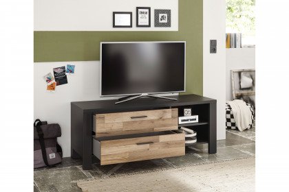 Dallas von POL Power - Fernsehschrank mit Schubkästen grau - Montana Eiche