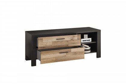 Dallas von POL Power - Fernsehschrank mit Schubkästen grau - Montana Eiche
