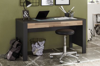 Dallas von POL Power - Schreibtisch ca. 140 cm breit graphit - Montana Eiche