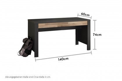 Dallas von POL Power - Schreibtisch ca. 140 cm breit graphit - Montana Eiche