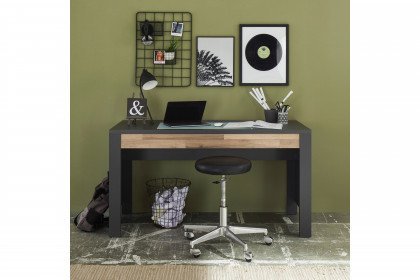 Dallas von POL Power - Schreibtisch ca. 140 cm breit graphit - Montana Eiche