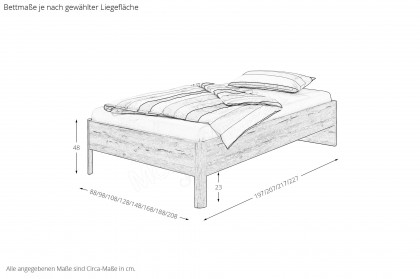 MULTIFLEX von Schlüter Möbelfabrik - Bett Classic 2 Eiche San Remo