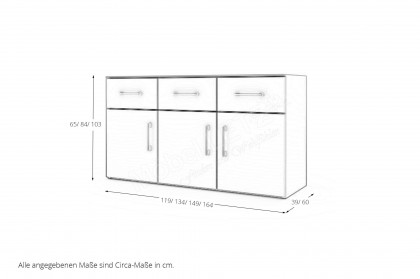 MULTIFLEX von Schlüter Möbelfabrik - weißes Sideboard NEXT mit 3 Schubladen & 3 Türen