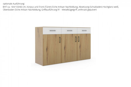 MULTIFLEX von Schlüter Möbelfabrik - weißes Sideboard NEXT mit 3 Schubladen & 3 Türen