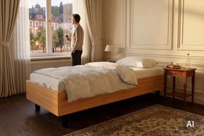 MULTIFLEX von Schlüter Möbelfabrik - Einzelbett rollbar Kernbuche mit Lattenrost