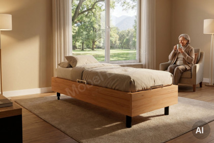 MULTIFLEX von Schlüter Möbelfabrik - Einzelbett rollbar Kernbuche mit Lattenrost