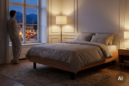 MULTIFLEX von Schlüter Möbelfabrik - Einzelbett rollbar Kernbuche mit Lattenrost
