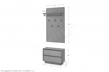 Reno-Foyer von set one by Musterring - Garderobe Glas kaschmir