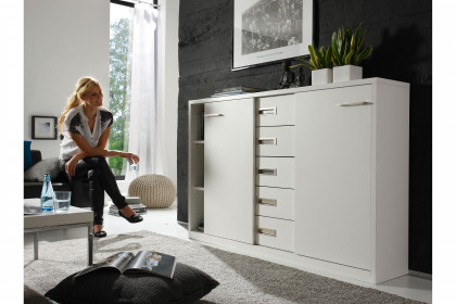 MULTIFLEX von Schlüter Möbelfabrik - Schiebetüren-Highboard DE LUXE weiß