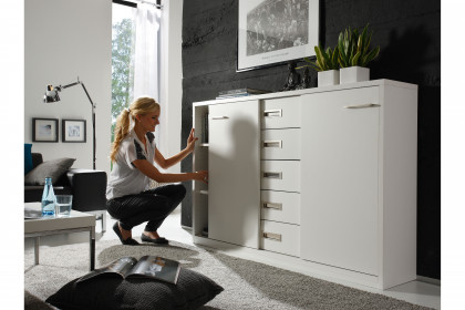 MULTIFLEX von Schlüter Möbelfabrik - Schiebetüren-Highboard DE LUXE weiß