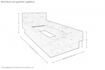 MULTIFLEX von Schlüter Möbelfabrik - Studiobett 100x200 cm Eiche San Remo