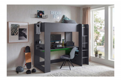 Kanamo von POL Power - Hochbett mit Stauraum, Schreibtisch & Beleuchtung