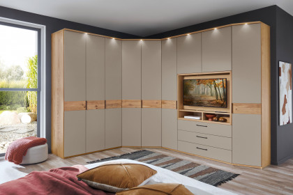 CD Studioline von Disselkamp - Eckschrank mit TV-Element Wildeiche - taupe