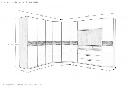 CD Studioline von Disselkamp - Eckschrank mit TV-Element Wildeiche - taupe
