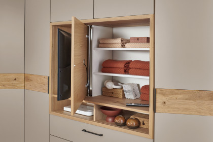 CD Studioline von Disselkamp - Eckschrank mit TV-Element Wildeiche - taupe