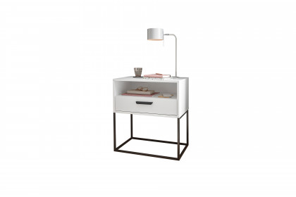 Cudro von POL Power - weiße Nachtkonsole ca. 60 cm breit in Boxspringhöhe