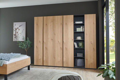 CD Studioline von Disselkamp - Kleiderschrank mit Regal Eiche - basalt