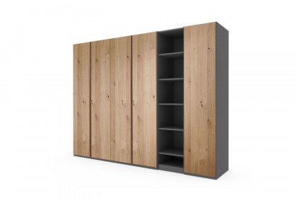 CD Studioline von Disselkamp - Kleiderschrank mit Regal Eiche - basalt