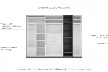 CD Studioline von Disselkamp - Kleiderschrank mit Regal Eiche - basalt