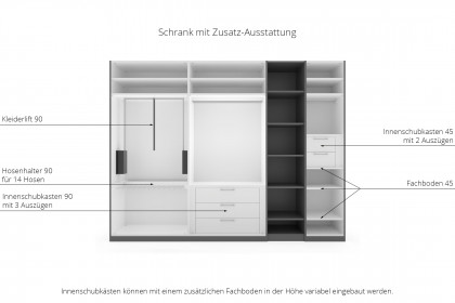 CD Studioline von Disselkamp - Kleiderschrank mit Regal Eiche - basalt