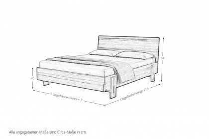 Eron von Sprenger Möbel - Bett 180x200 cm Sumpfeiche geölt mit Eisenfüßen