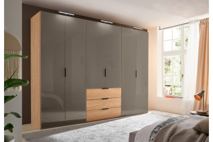 Sinfonie Plus Nova von Staud - Schrank Milano Eiche/ Moccaglas mit Schubkästen