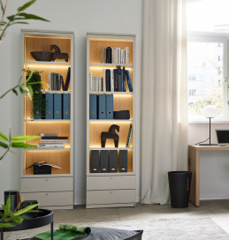 Kira-System von Musterring - Bücherregal in Seidengrau und Eiche sand