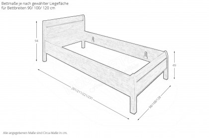 Comfort-V von Disselkamp - Stollenbett Wildeiche-Furnier 100x200 cm
